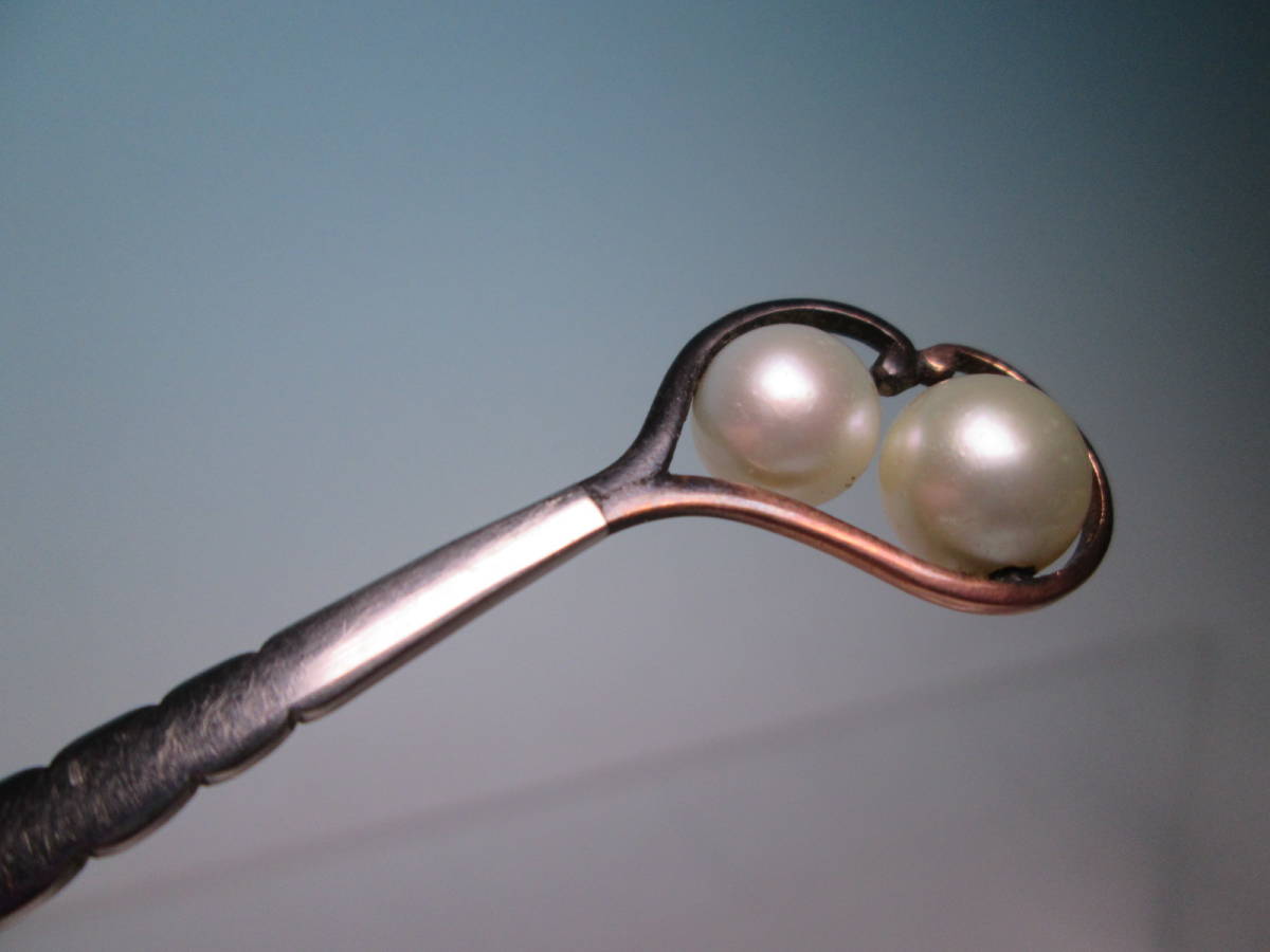 【江月】アンティーク・WCN 本真珠珠飾りの挿しかんざし 4，55g