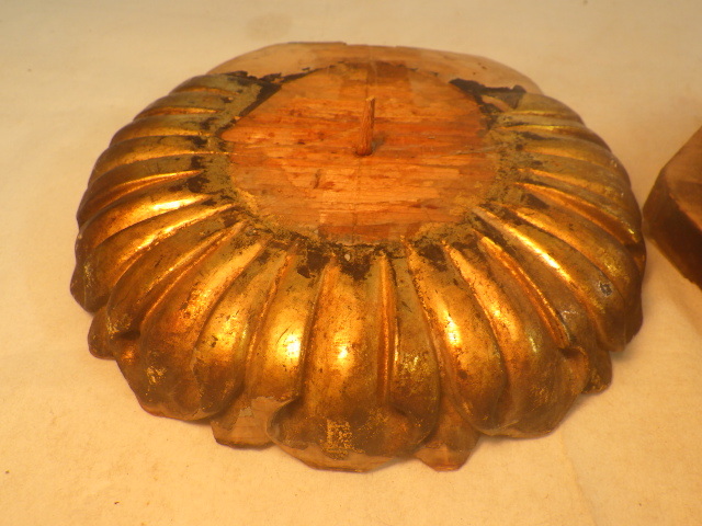 仏教美術 木彫 金箔 蓮弁 花弁 蓮華座 台座 仏像 室町～江戸初期