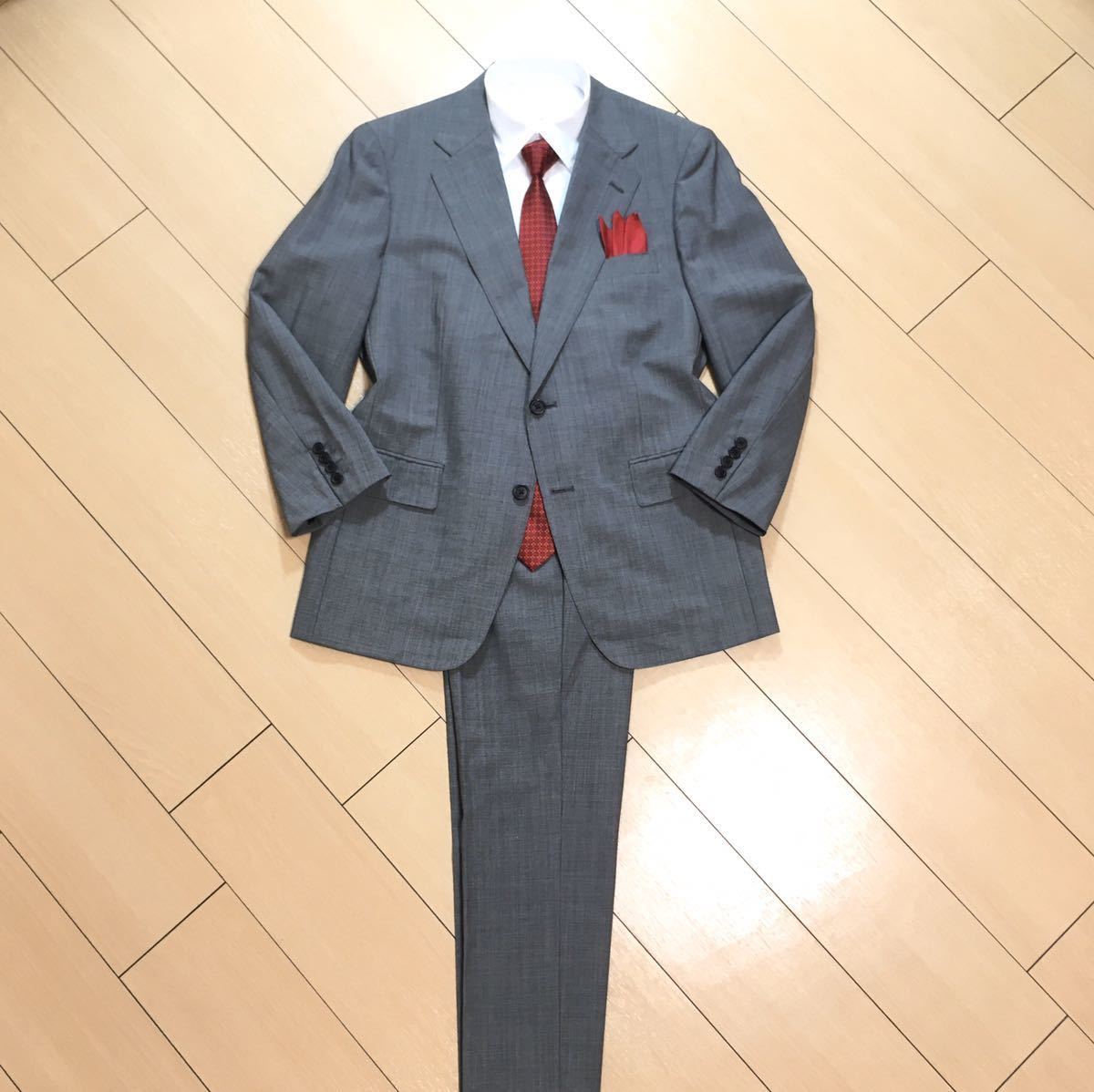 極美品☆ジェイプレス/J.PRESS×上質グレー系織りセットアップスーツ