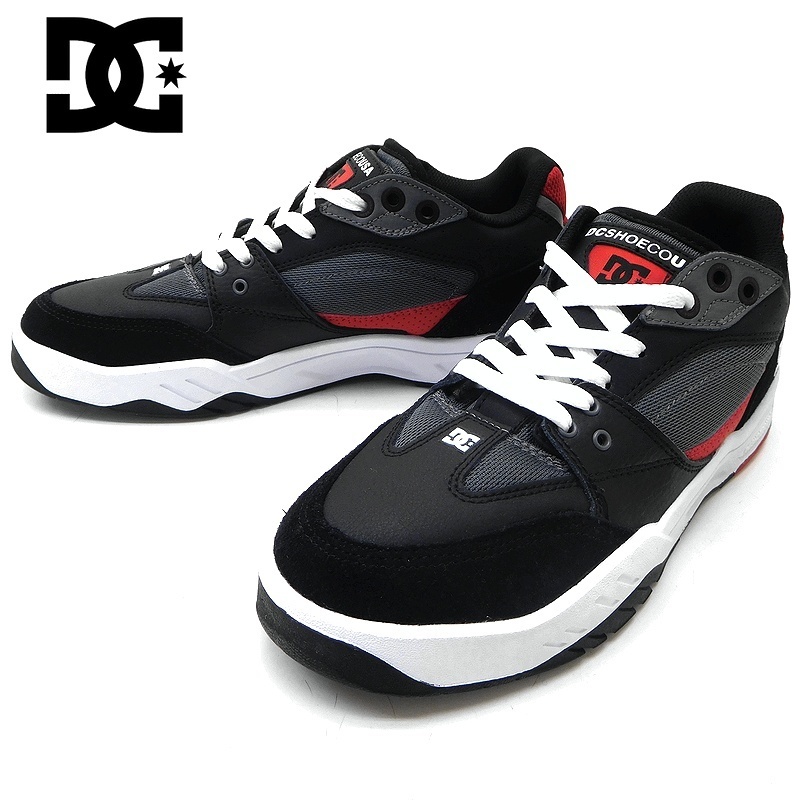 DC SHOES USA ディーシー 新品 MASWELL レザー × メッシュ ロゴ刺繍 スケートボード シューズ スニーカー 靴 黒赤 26.5 ▲005▼out0024b