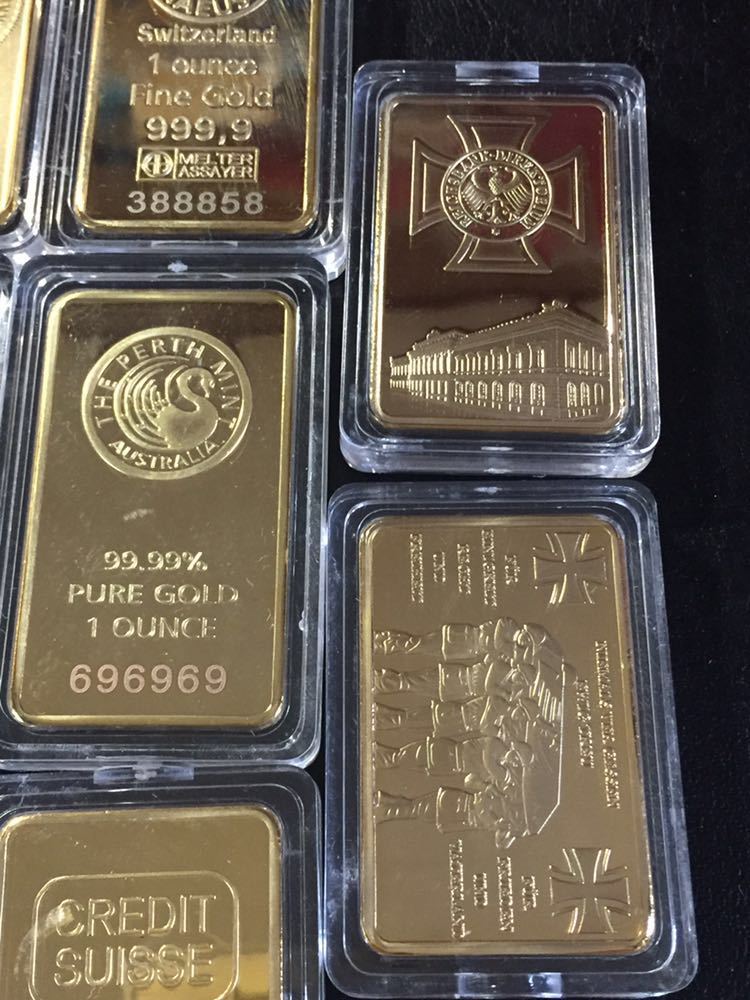 外国1オンス 記念金貨 バー 1OUNCE 様々な四角コイン まとめ 14枚 コレクター大放出品！珍しい！ ①
