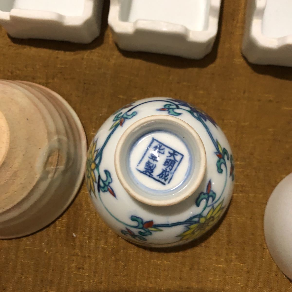 爆買い，大人気 煎茶道具 煎茶碗 白磁 中国 大明成化年製 香合 平安