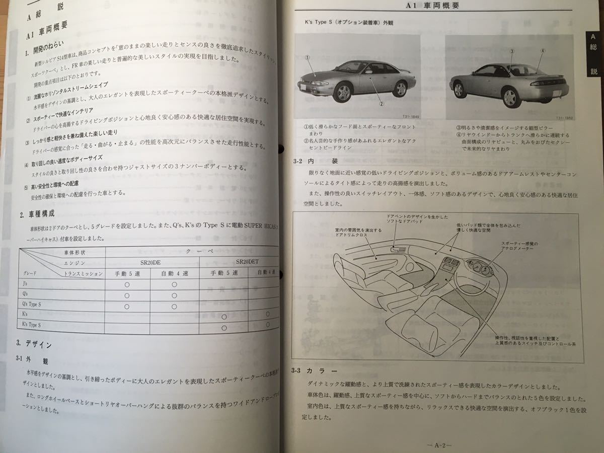 Nissan シルビア S14 整備要領書 配線図集 Nissan シルビア S14 整備要領書 配線図集