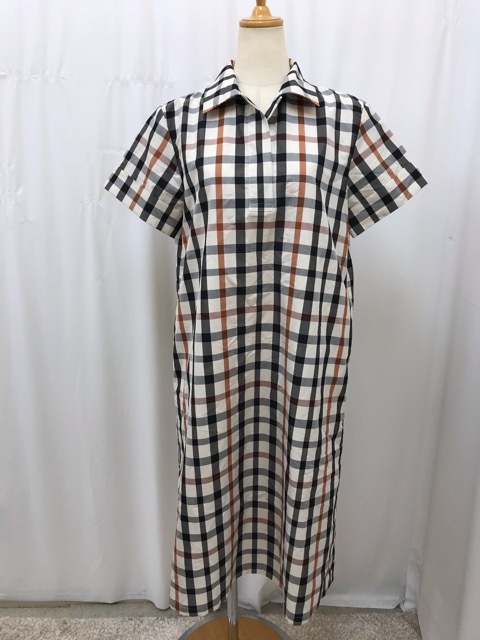 DAKS チェック柄 半袖 かわいい 日本製 ウールフレアワンピース 半袖