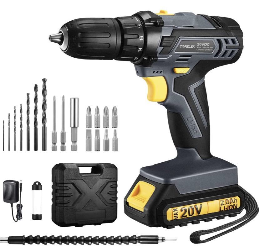人気SALE，新作登場 電動ドリル 充電式 20V 最大トルク35N.m 電動ドリルドライバー 2000mAh 18+1段階トルク調節 正逆切替 二段変速 無段階変速 LEDライト(本体)｜売買されたオークション情報、yahooの商品情報をアーカ ドリルドライバー