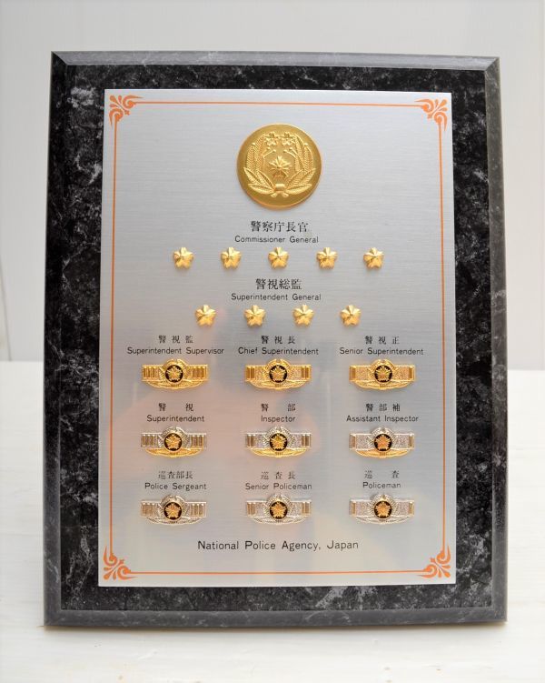 N087M68E//警察官階級章セット 額付き/警察庁長官，警視総監，警視監
