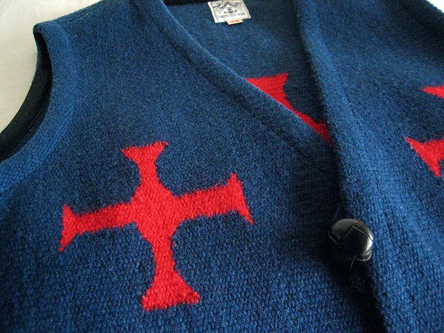 美品 ORTEGA'S オルテガ SQUARE VEST 38 クロスモチーフ 十字 スクエア
