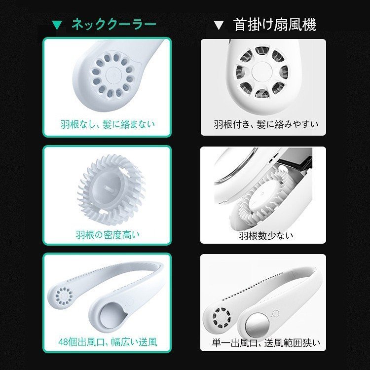 首かけ扇風機 羽なし ネッククーラー 羽根なし ネックファン 首掛け ハンズフリー USB充電式 扇風機 ハンディ 熱中症対策 03 首掛け扇風機 ネッククーラー | ロールタイプ キャンプ 3段階冷却