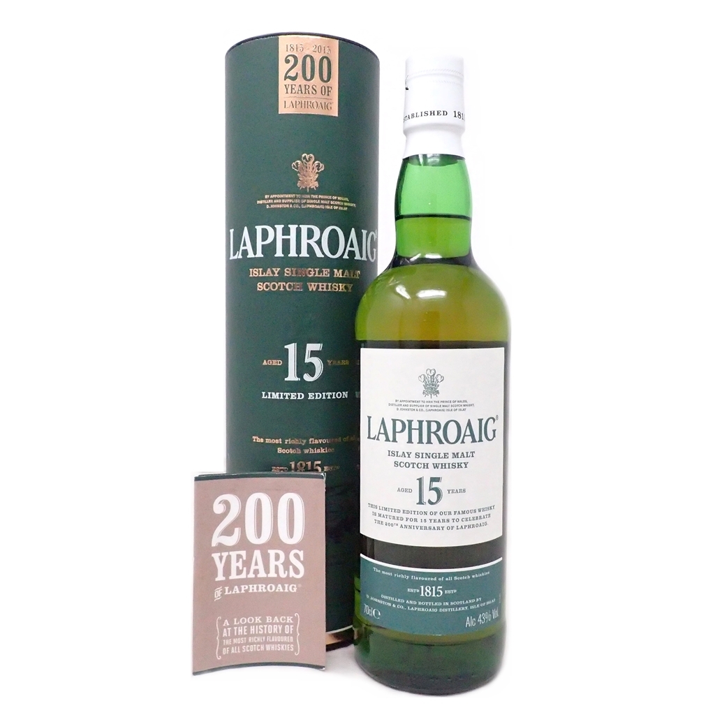 【新品，大得価】 未開栓 LAPHROAIG ラフロイグ 15年 200周年記念ボトル 700ml 箱 冊子付(アイラ)｜売買されたオークション情報、yahooの商品情報をアーカイブ公開 - オークファン シングルモルト