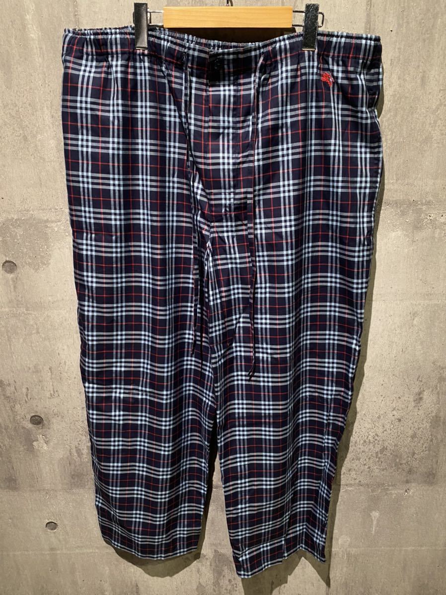 新品未使用タグ付き バーバリー ロンドン BURBERRY LONDON 薄手パンツ ロング丈 チェック柄 ロゴ刺繍 大きいサイズ XL ノバチェック柄 特大