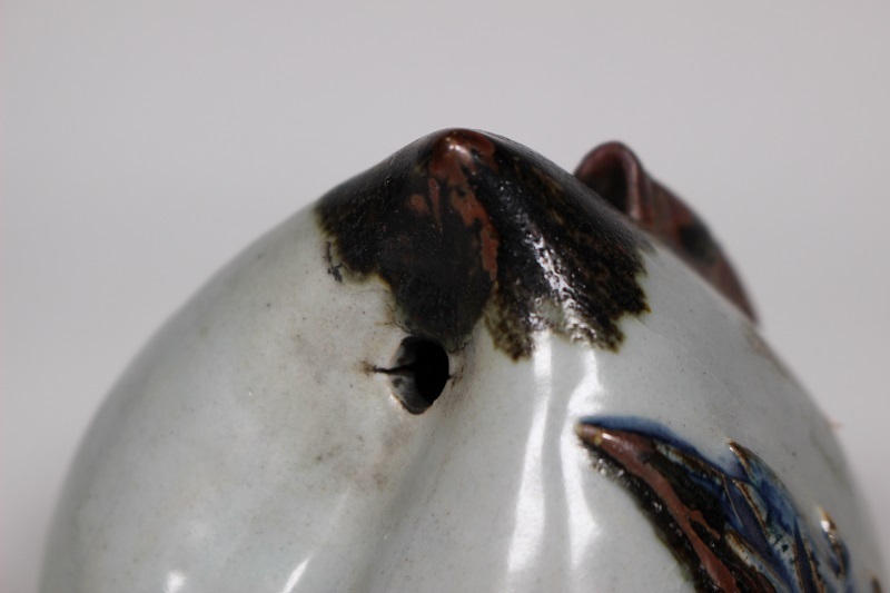 中国美術品 白磁辰砂桃形水滴 絨毯／アンティーク ko_a0174(李朝