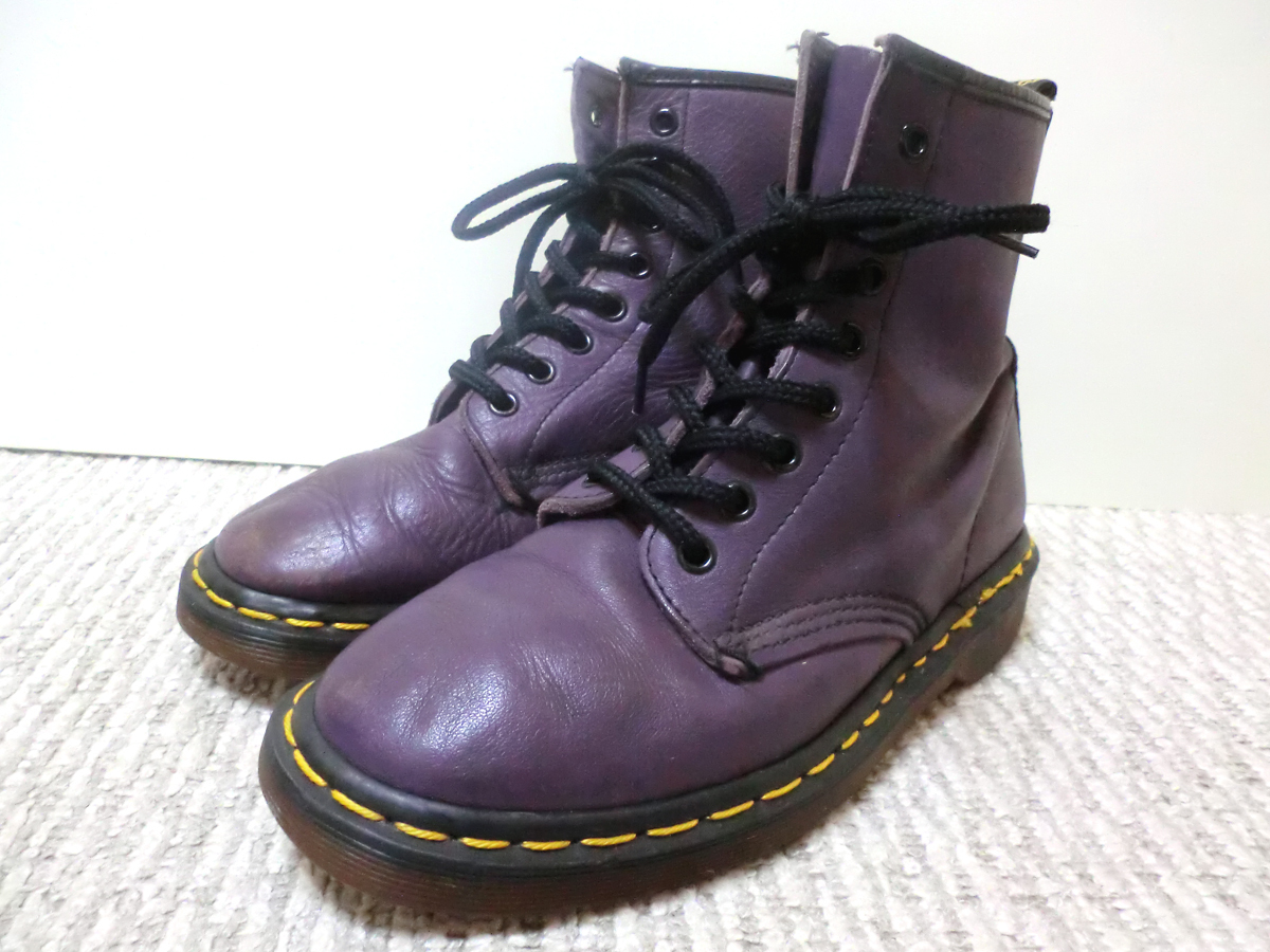 【得価，最新作】 英国製 Made in England Dr.Martens 8holes Plain Toe Purple ドクターマーチン 8ホール プレーントウ 紫(UK5)｜売買されたオークション情報、yahooの商品情報をアーカイブ公開 - オークファン UK5