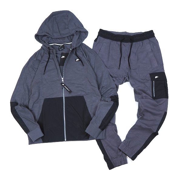  NIKE ナイキ 上下セット ジャージー ハイブリッド パーカー ジョガーパンツ 切替素材 セットアップ L グレー/ブラック H454(ナイキ)｜売買されたオークション情報、yahooの商品情報をアーカイブ スウェット