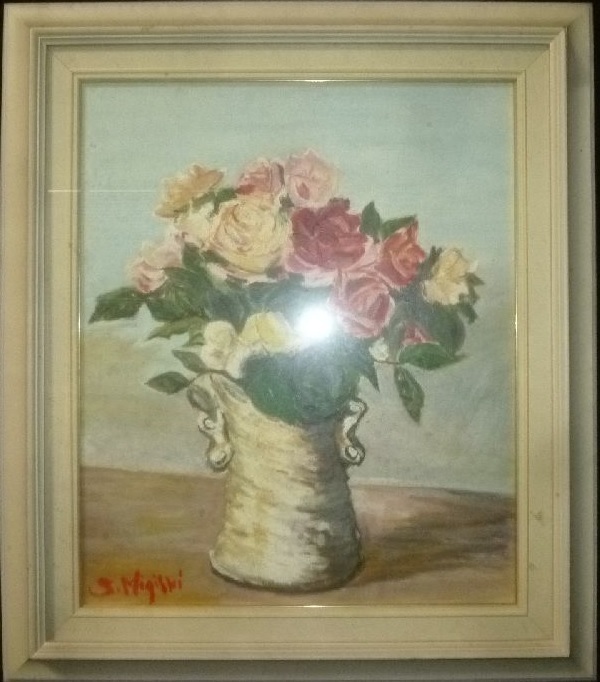 【赤字超特価，人気】 三岸節子 花瓶のバラ 油彩画 肉筆 裏サイン 花の巨匠名画(静物画)｜売買されたオークション情報、yahooの商品情報をアーカイブ公開 - オークファン 静物画