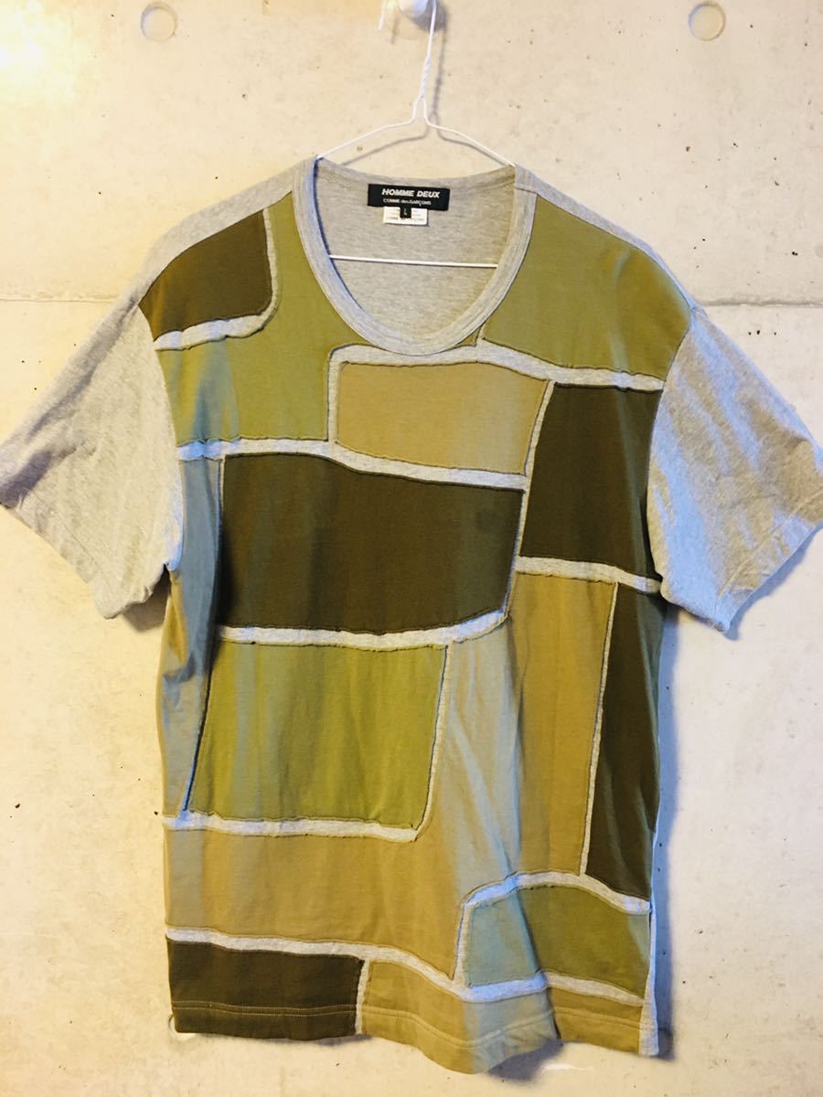 【★希少★メンズLサイズ★良好★送料無料！】コムデギャルソン オム DEUX パッチワーク 半袖 Tシャツ 綿100% COMME des GARCONS DEUX tee