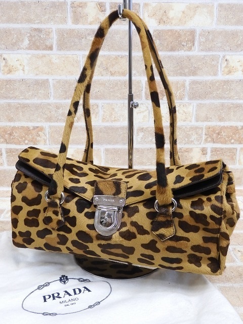 驚きの破格値，100%新品 PRADA/プラダ ハラコ レオパード柄 ショルダーバッグ BR1253 5434y(ショルダーバッグ)｜売買されたオークション情報、yahooの商品情報をアーカイブ公開 - オークファン かばん、バッグ