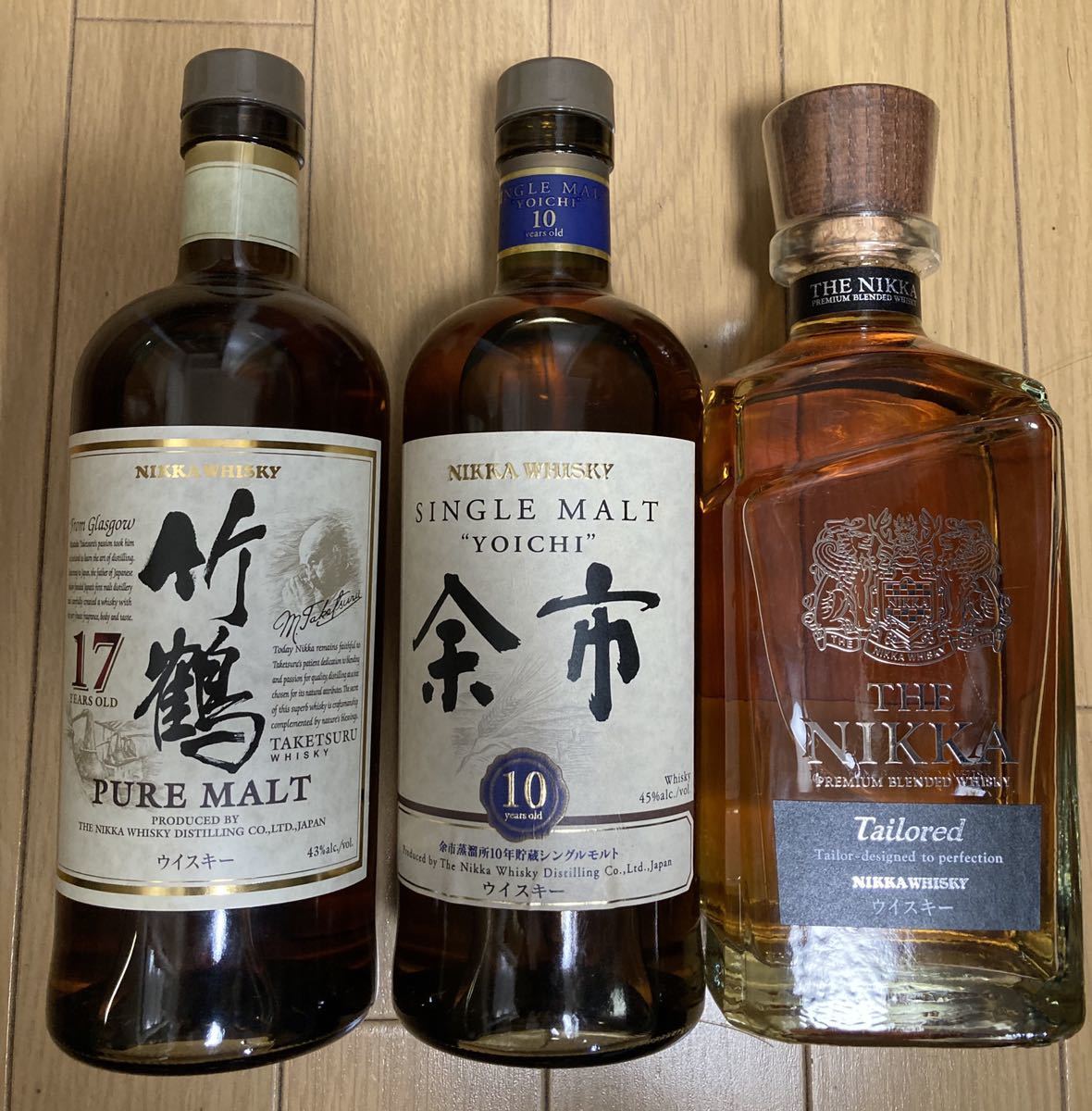 100%新品 ニッカウヰスキー ピュアモルト 竹鶴 17年 43％ 700ml シングルモルト 余市 10年 45％700ml ザ ニッカテイラード43％ 700ml(日本)｜売買されたオークション情報、yahooの商品情報をアーカイブ公開 - 日本