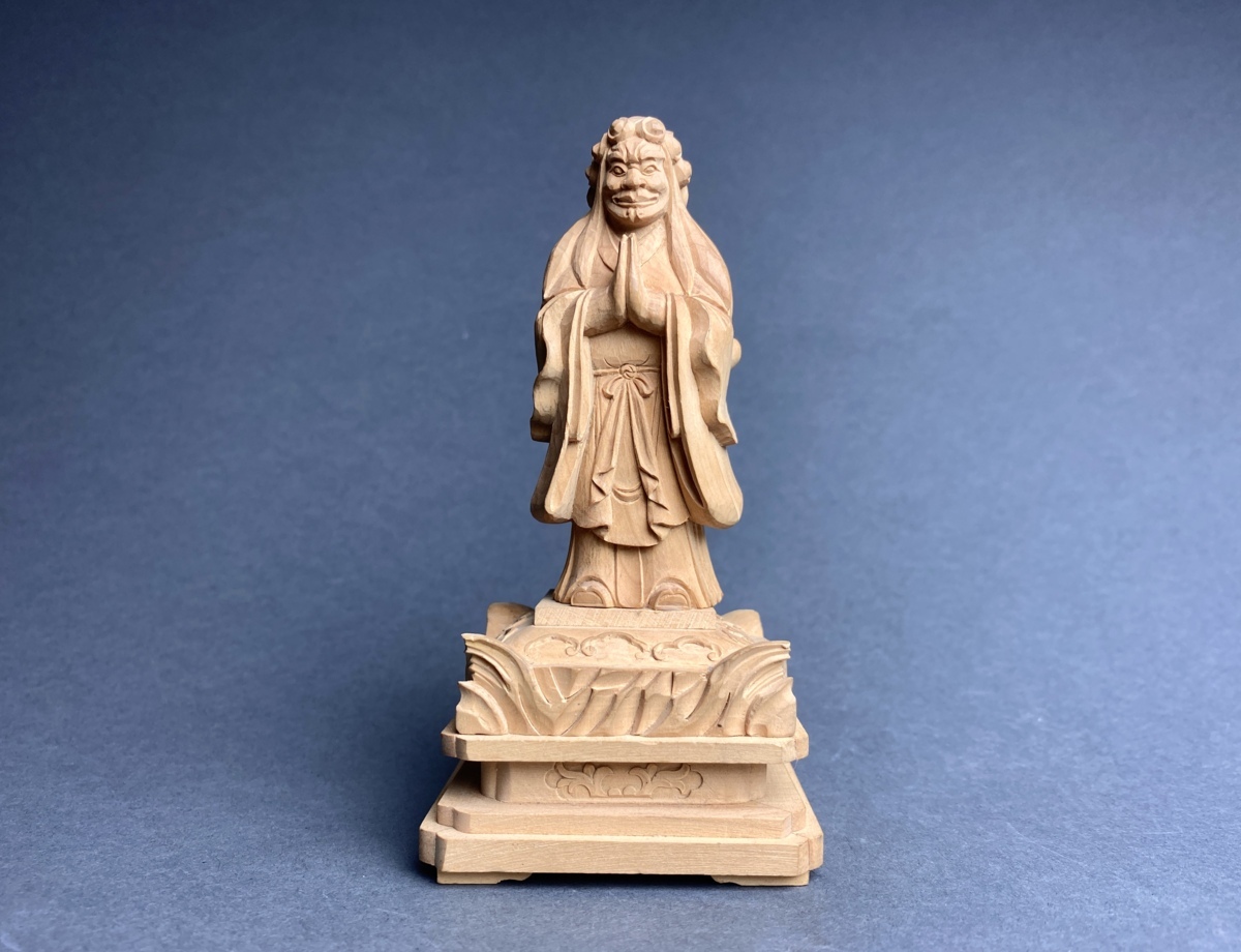 仏像 鬼子母神 木彫 仏教美術 置物 R9600B 子安観音 V 厨子・台付 明治