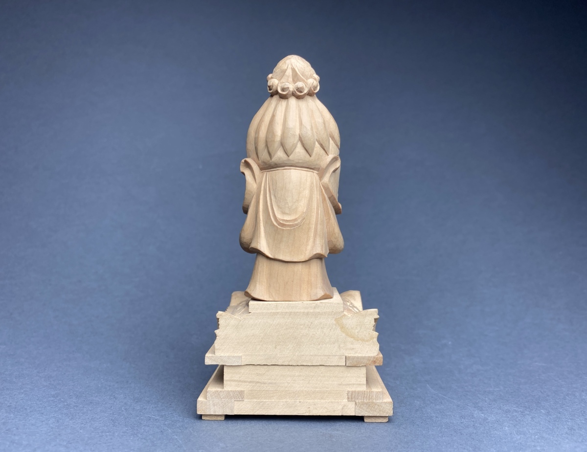仏像 鬼子母神 木彫 仏教美術 置物 R9600B 子安観音 V 厨子・台付 明治