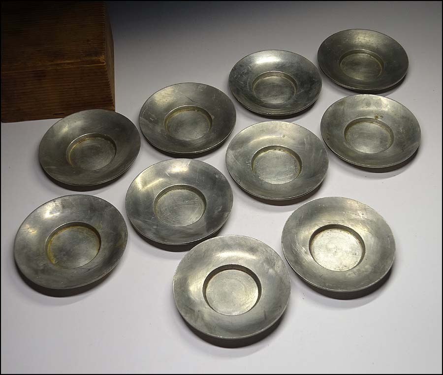 煎茶道具 茶托 茶器 唐物 錫製 中国古玩 圧巻 乾茂號造 五