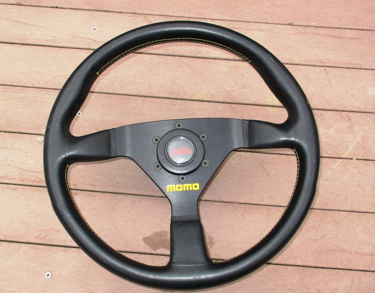 希少 モモ マスター 36φ レザーステアリング 良品 ホーンボタン付