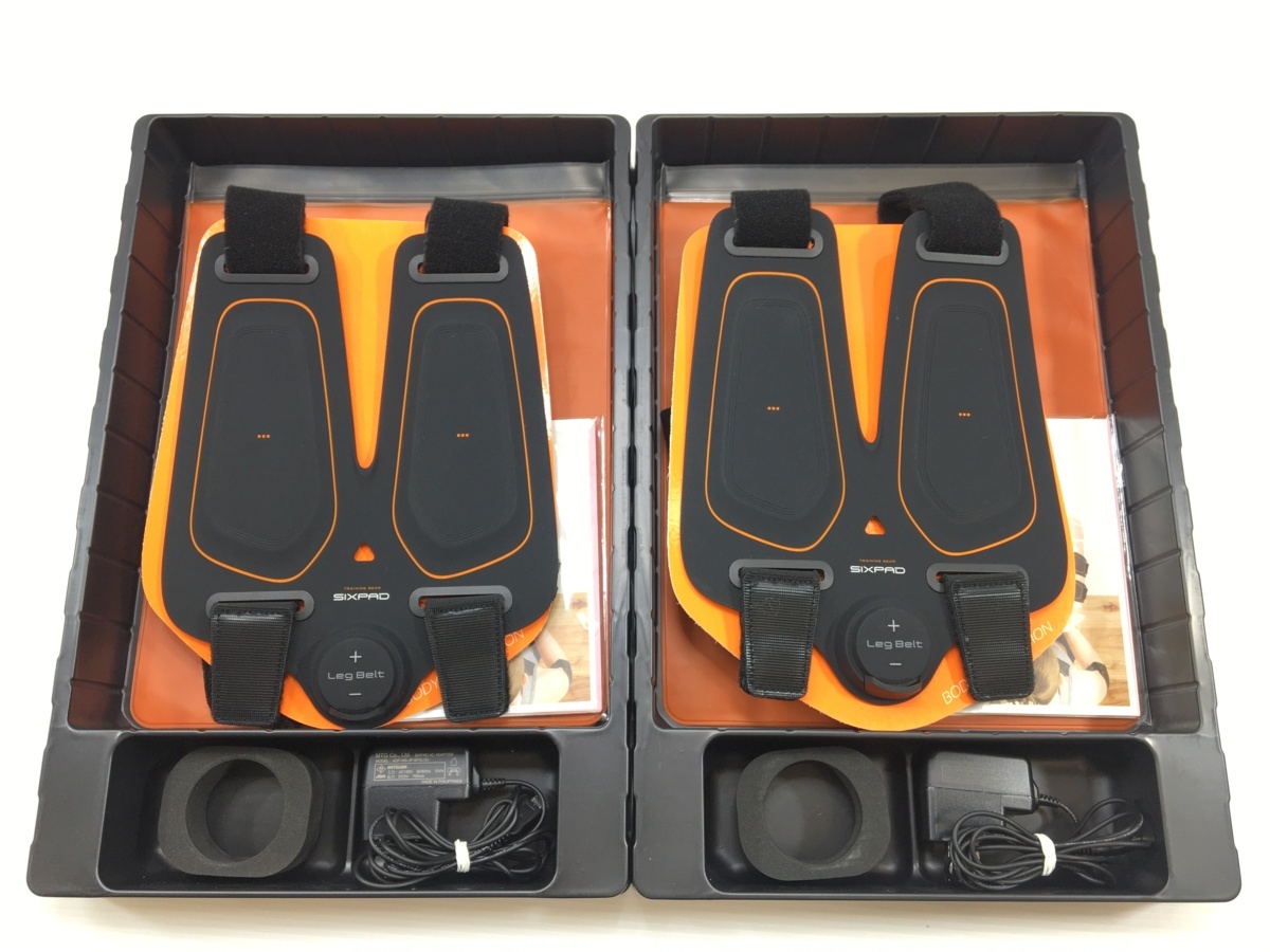 SIXPAD シックスパッド Leg Belt レッグベルト MTG グレー 0 : レッグベルト2 美品MTG SE-CM-14B-L 超美品新品ジェル付 2セット 専用コントローラー付 レッグベルト用ジェルシート