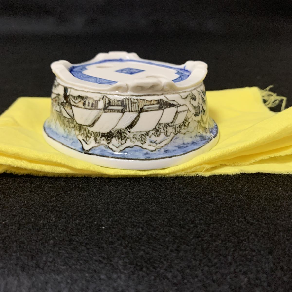 上州勝山 盆栽鉢 上州勝山 盆栽鉢 染付鉢 古い鉢 8.5cm