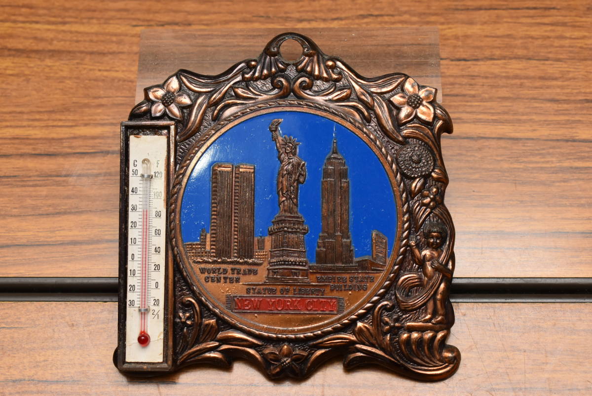 新品 80年代 ビンテージ ニューヨーク ツインタワー 自由の女神 ニューヨーク/NEW YORK☆温度計 ツインタワー/ワールドトレード