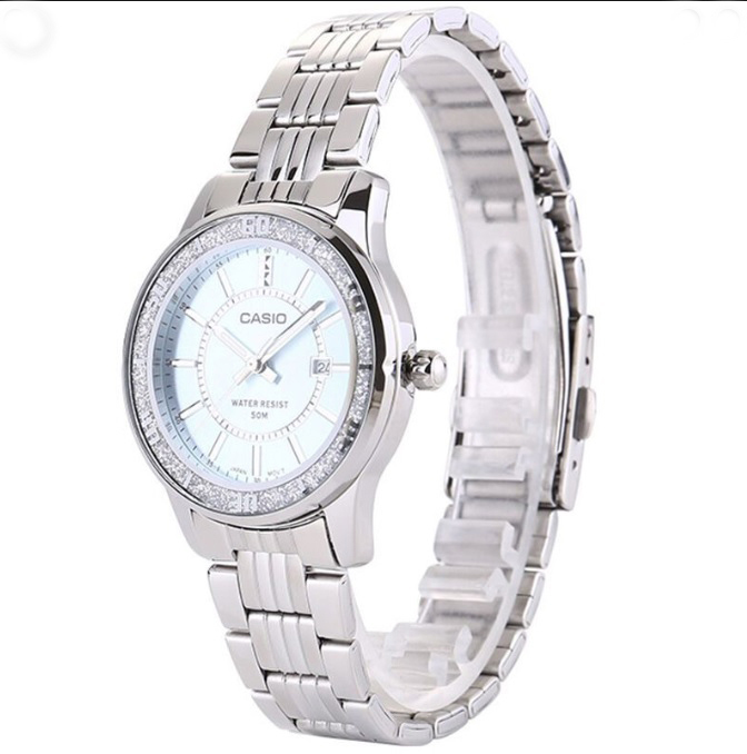 【1円】【正規品】【新入荷】カシオCASIOレディース女性用【日本未発売モデル】ダイヤモンドczベゼルライトブルー水色デザイン腕時計ギフト_3