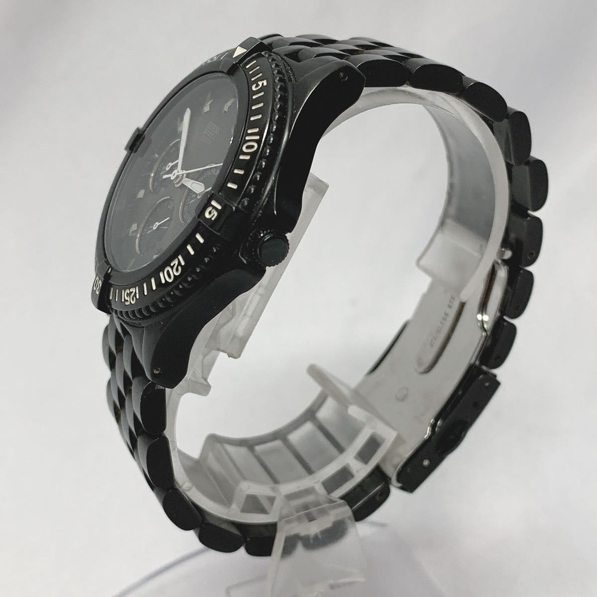 クロノグラフ ゲス GUESS 腕時計 シルバー 美品 メンズ デイト 