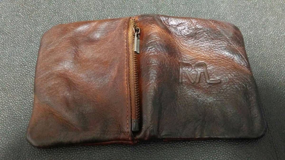 未使用 RRL 二つ折りレザーウォレット ブラウン ダブルアールエル 財布
