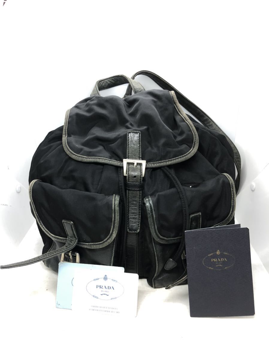 赤字超特価，お買い得 2008Ntan 1円 PRADA プラダ リュック ナイロン レザー 黒 ブラック(リュック)｜売買されたオークション情報、yahooの商品情報をアーカイブ公開 - オークファン かばん、バッグ