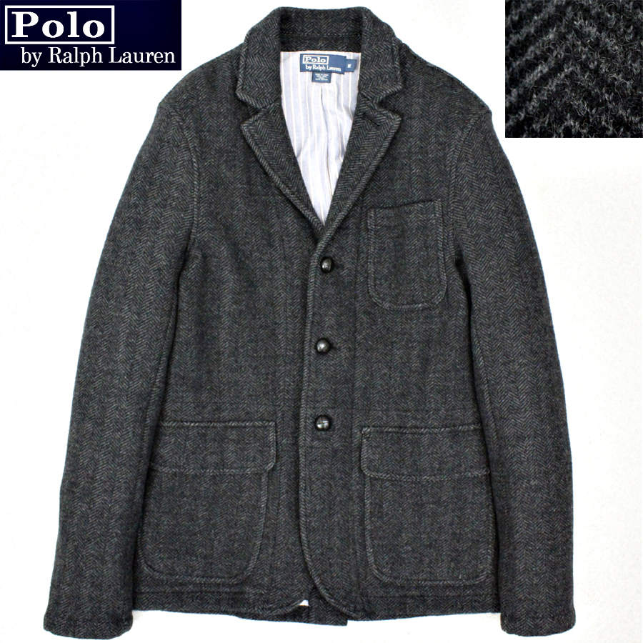 【超激得，送料無料】 参考価格￥93 500- 極 POLO by RALPH LAUREN ラルフローレン ヘリンボーンツイード 3B段返り ブレザー アンコンジャケット 黒 M(テーラードジャケット、ブレザー)｜売買されたオークション情報、yahoo 男性用
