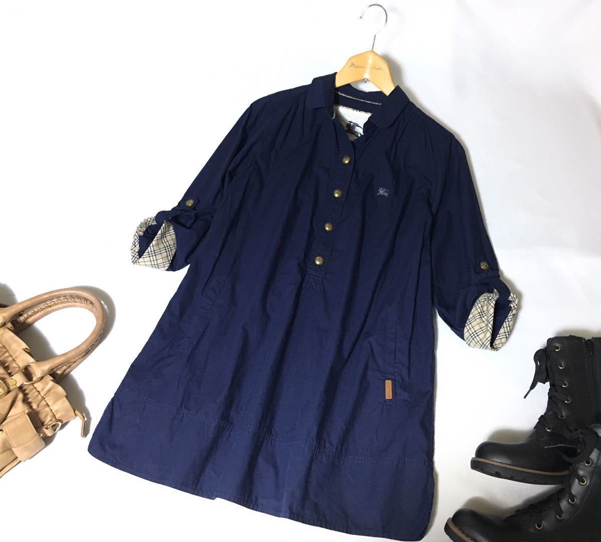 美品 バーバリーブルーレーベル 折り返しノバチェックのお袖が可愛い