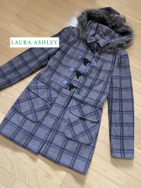 LAURA ASHLEY 【ローラアシュレイ】 フード付き チェック柄 ダッフル