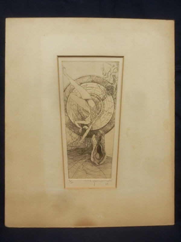 真作山本容子「Mama's」大判エッチング 直筆サイン 版画 絵画 銅版画