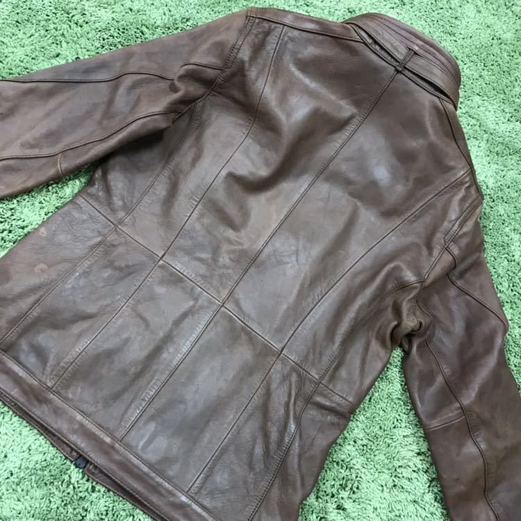 00s NICOLE CLUB FOR MEN レザージャケット ブラウン NICOLE CLUB FOR MEN ニコルクラブ フォーメン シングルライダース