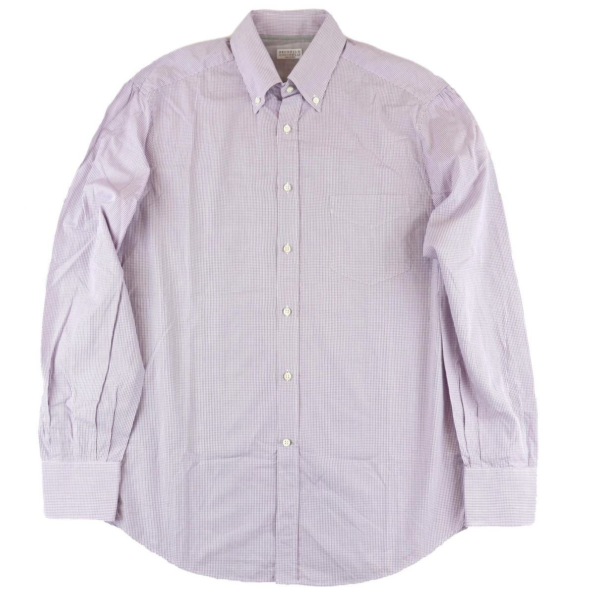  ブルネロクチネリ BRUNELLO CUCINELLI ボタンダウンシャツ チェック柄 ポケット コットン メンズ 白&times;紫 L E3-12779(男性用)｜売買されたオークション情報、yahooの商品情報をアーカイブ公開 - オ 男性用