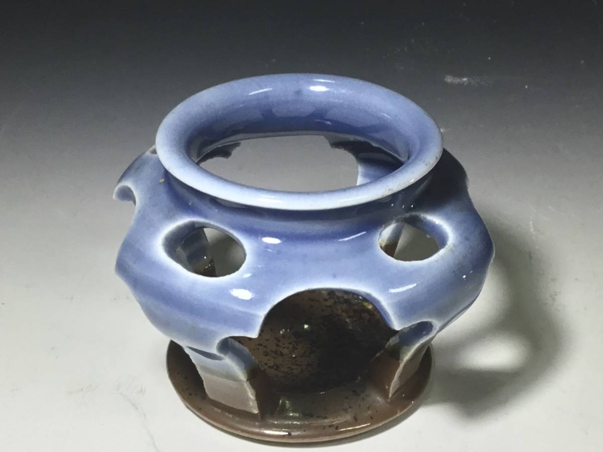 古伊万里 染め分け 変形皿 滝 薄瑠璃 江戸時代 骨董 金継ぎ