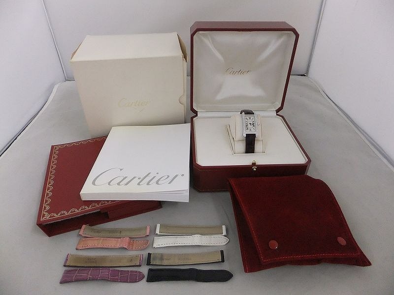 カルティエ Cartier タンクアメリカンK18WG クォーツ腕時計