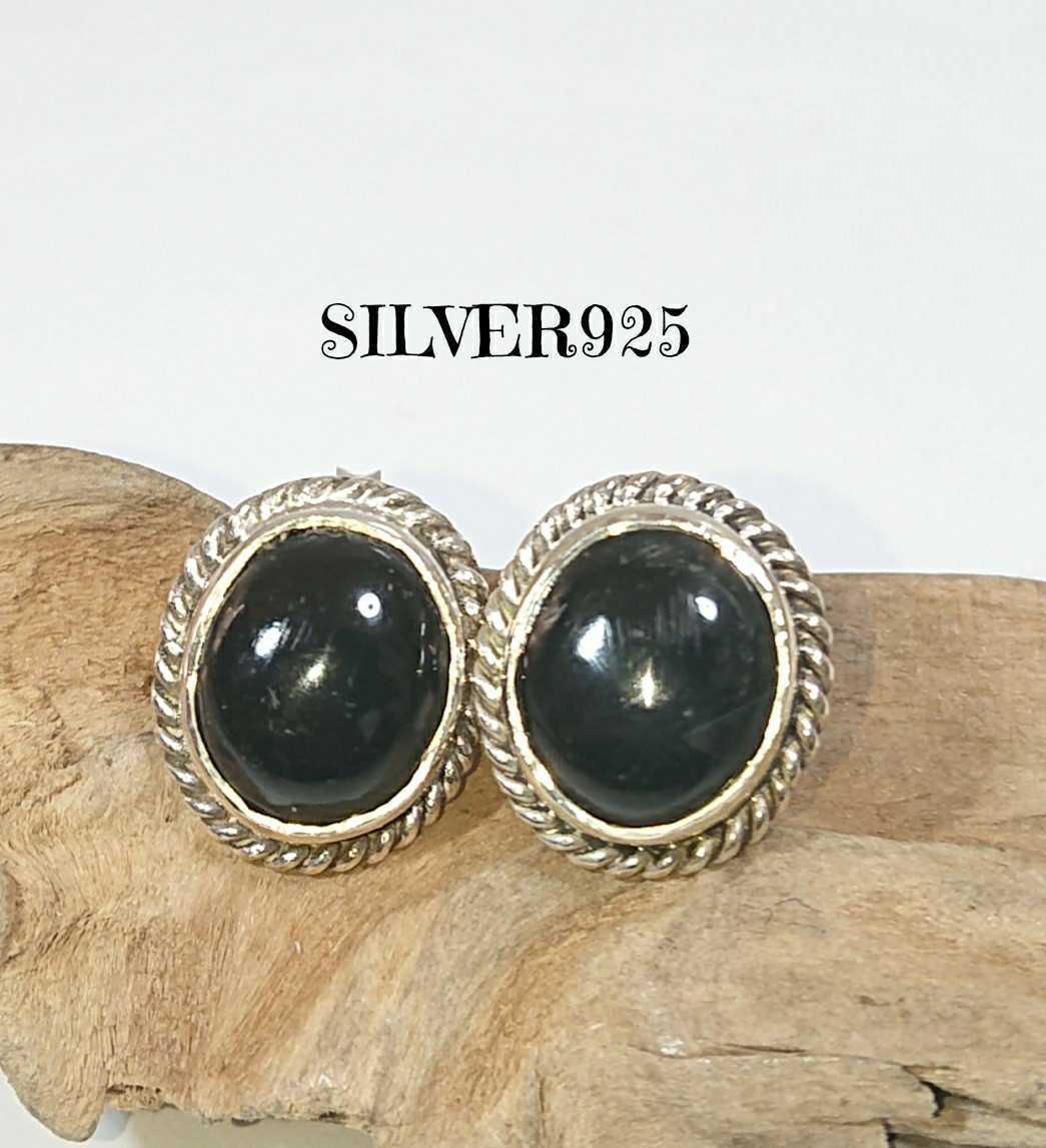 オニキス オーバルピアス シルバー925 4883 SILVER925 大粒 オニキスピアス シルバー925 オーバル 楕円