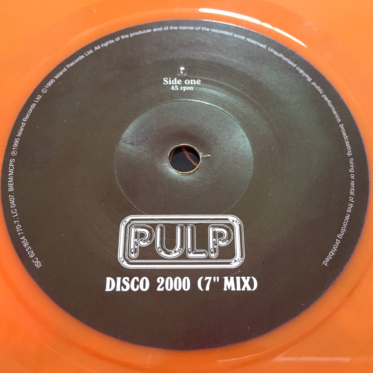 輸入盤/Vinyl/7''/Orange/Island Records/ISC 623/1995年盤】Pulp