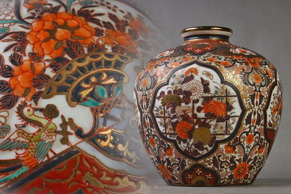 1E11 初だし 極上 薩摩 金彩金襴 細密花鳥文 花瓶 花器 初荷 骨董 古玩 古美術品 古道具 10522_1