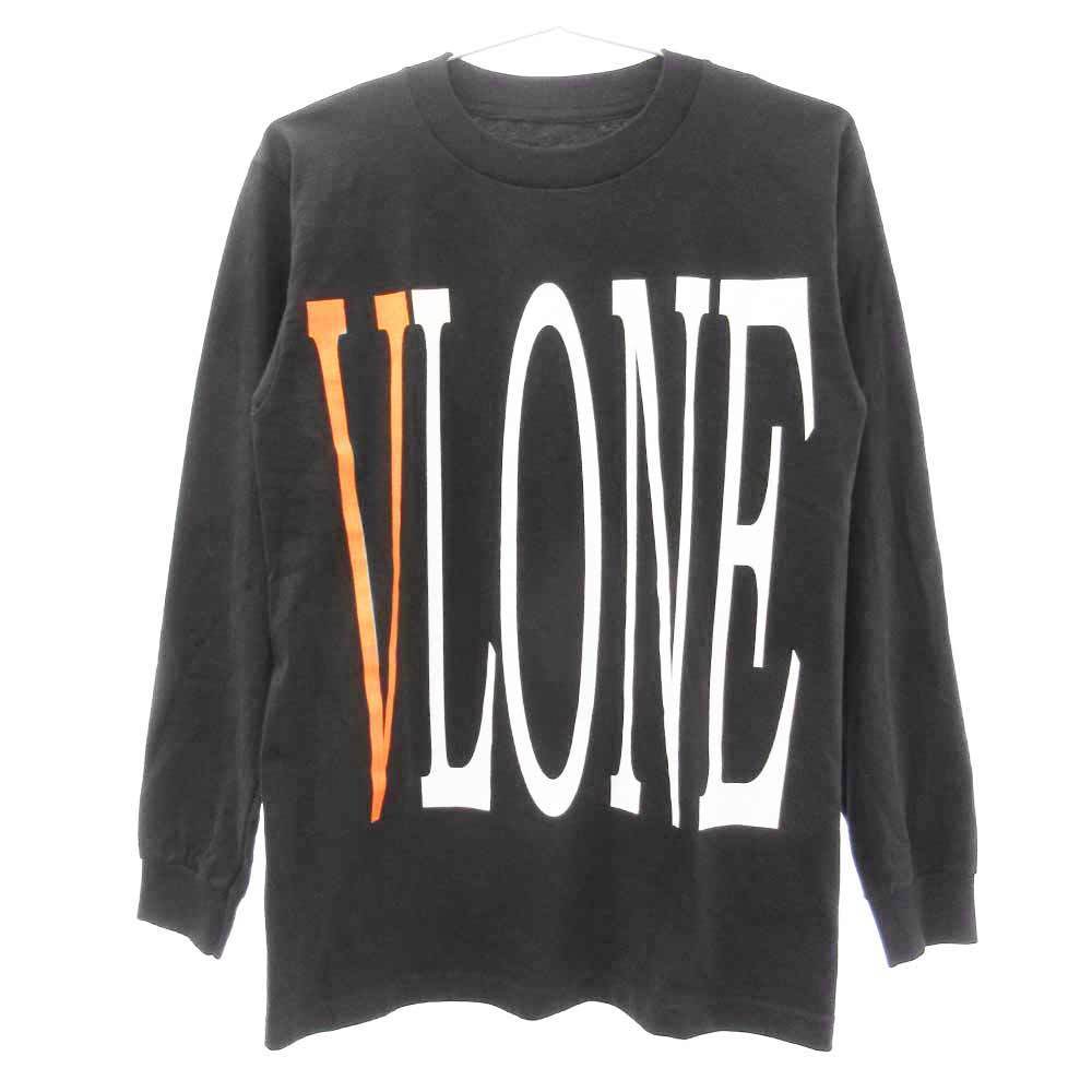VLONE 長袖カットソー ブラック グリーン M ロンT VLONE (ヴィーロン) インサイドVプリントロゴ長袖Tシャツ ブラック