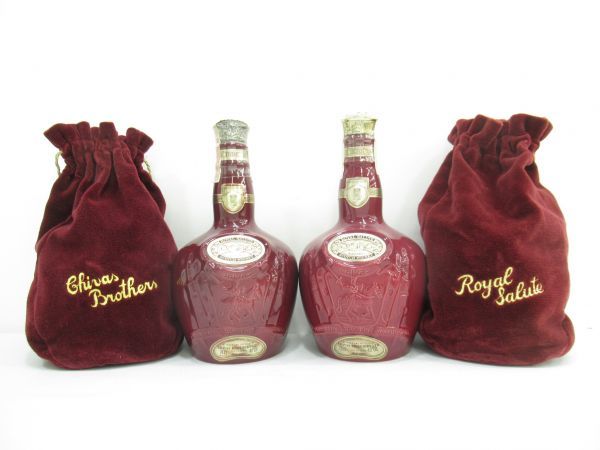 最安値，新品 古酒 2本セット ROYAL SALUTE ロイヤルサルート 21年 ブレンデッド SCOTCH WHISKY スコッチ ウイスキー 赤 陶器 700ml 巾着袋 A42055sA-M(スコッチ)｜売買されたオークション情報、yahooの商品情報をアーカ スコッチ