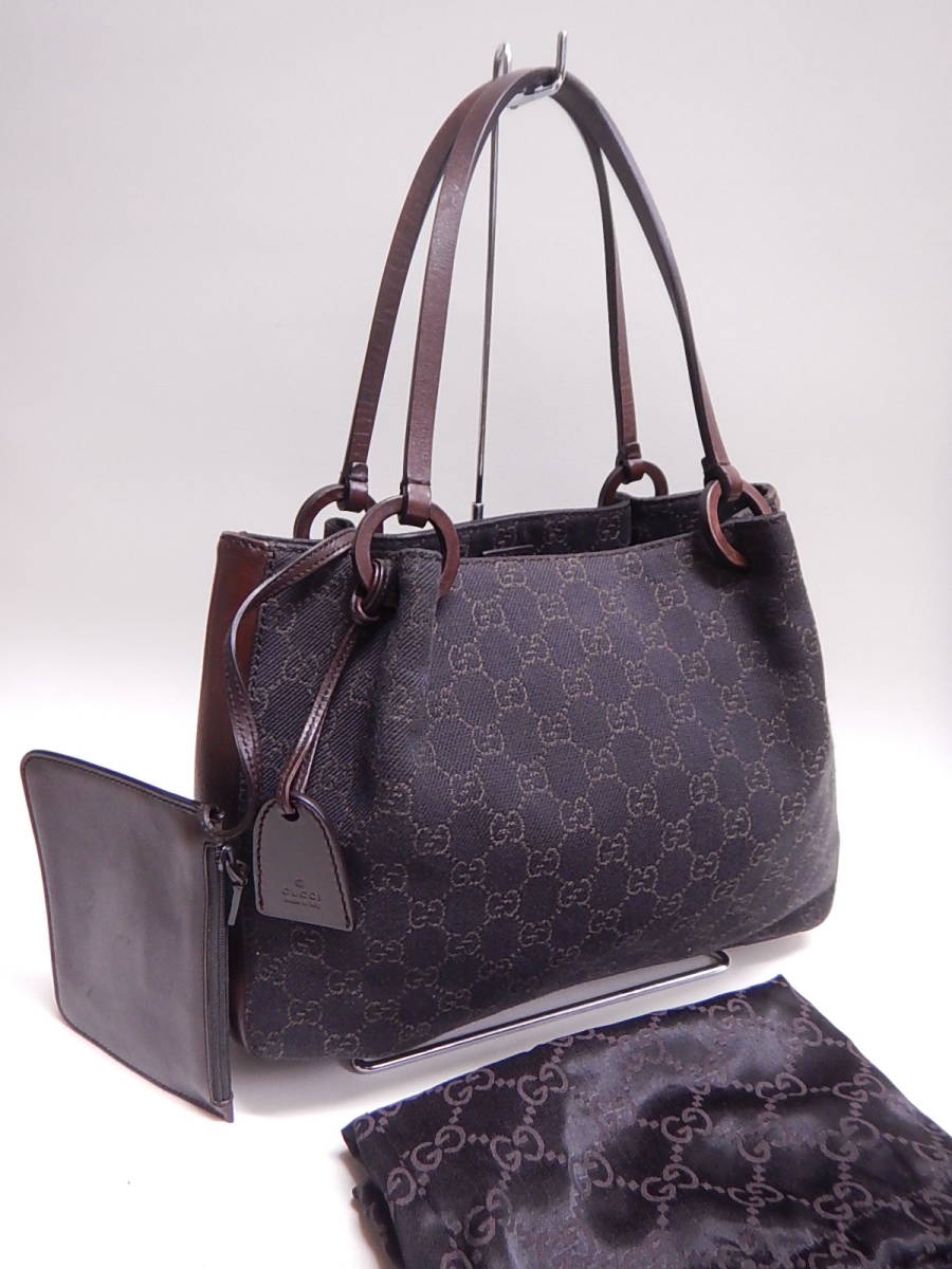 GUCCIのポーチ付きトートバッグ □GUCCI グッチ ポーチ付き トートバッグ ビジネスバッグ ブラウン□10