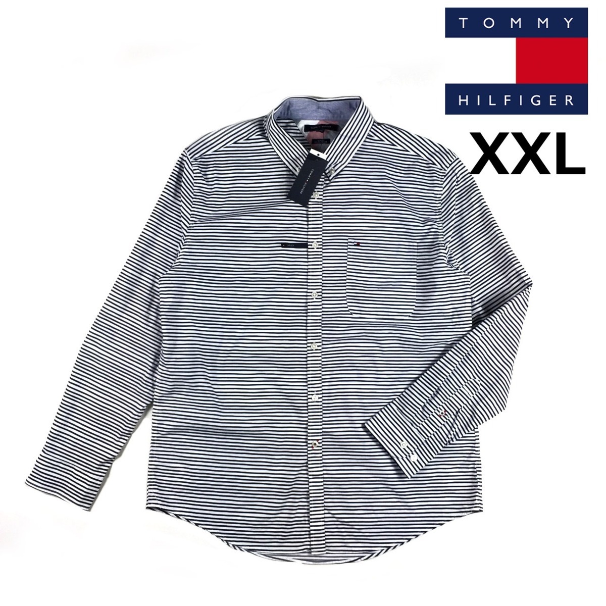  1円 売切 正規 TOMMY HILFIGER トミートミーヒルフィガー 長袖 カジュアルシャツ フラッグロゴ刺繍 XXL 紺 ボーダー 181214-12(XLサイズ以上)｜売買されたオークション情報、yahooの商品情報をアーカ 男性用