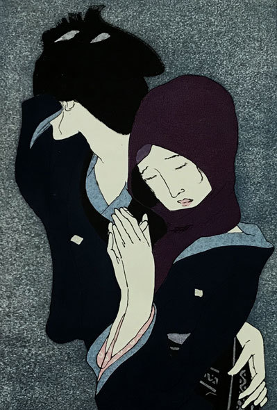 ◇竹久夢二 木版画◇「道ゆき」、港屋版オリジナル復刻、限定200部