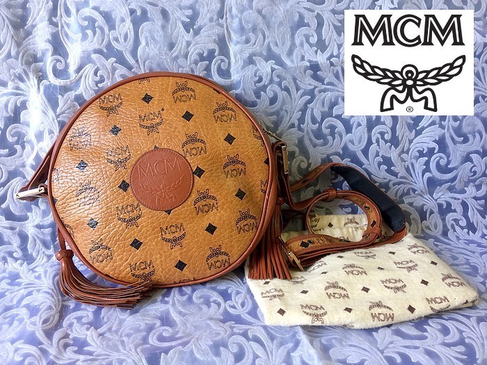 MCM エムシーエム モノグラム ヴィセトス柄 PVC☓レザー ショルダー 