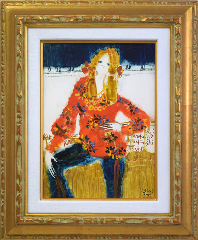 お値下げします 1000枚有るうち374枚めの女性ヌード油彩画 金色